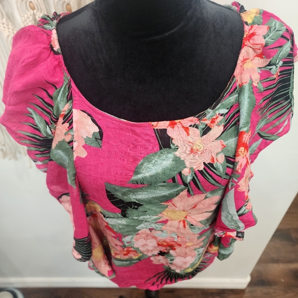[ Rachel Roy] Women's,size XL new with tags CUTEST TROPICAL/ FLORAL BLOUSE🌺💠🌸 - Picture 6 of 16